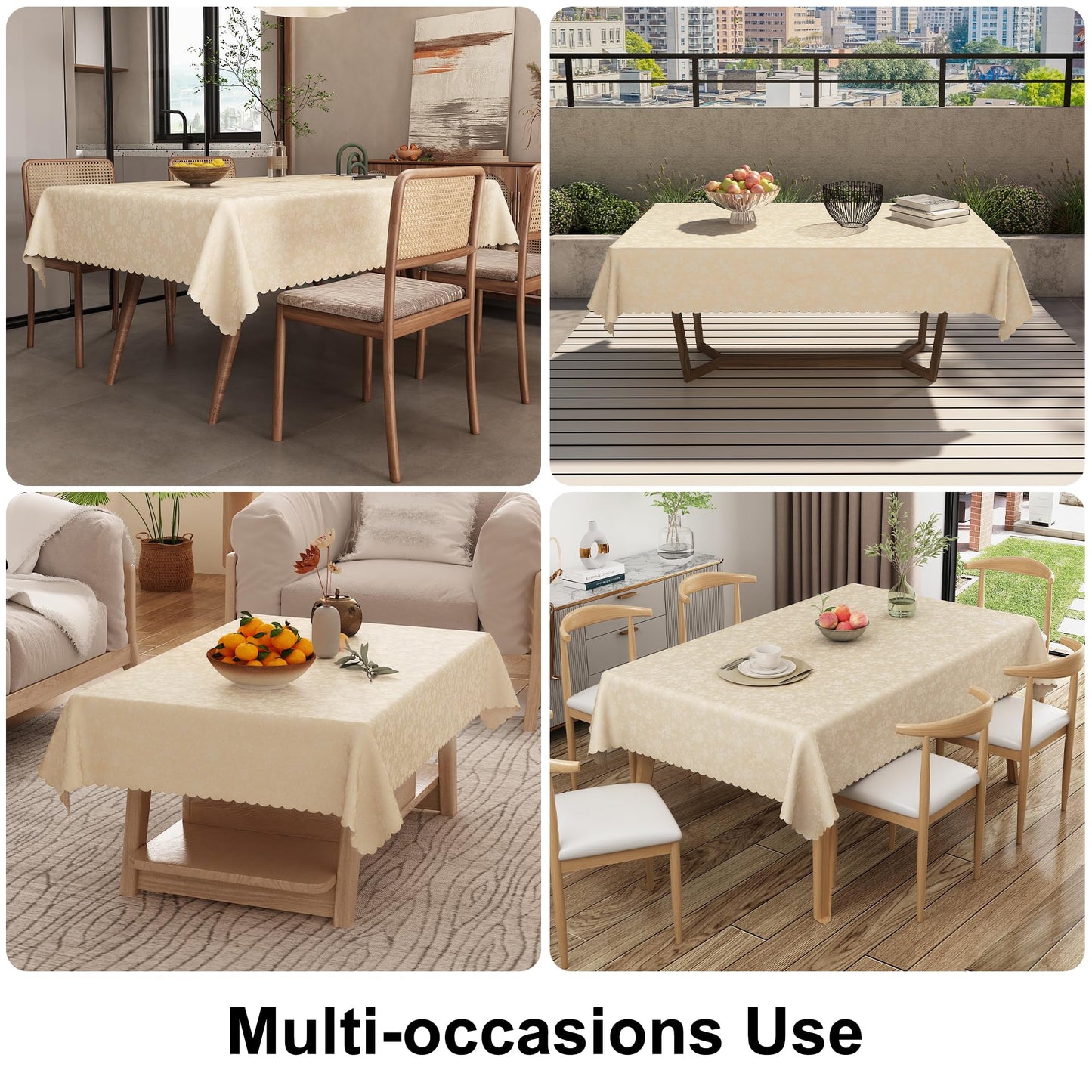 Smiry Rectangle Table Cloth, Waterproof Heavy Duty Vinyl Tablecloths, Wipeable Washable Table Cover for Kitchen and Dining Room (Beige, 54" X 120")