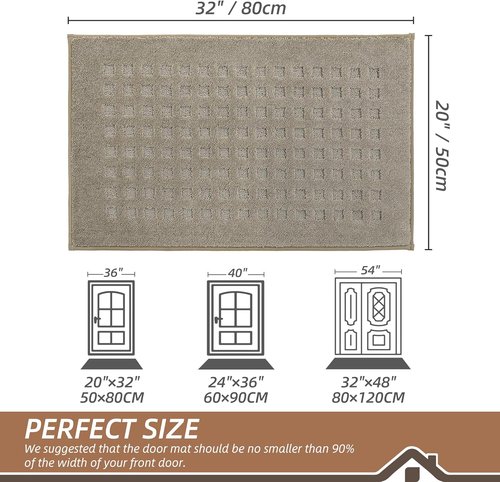 BEQHAUSE Dirt Trapper Door Mat - Absorbent Non-Slip Indoor Entrance Rug | 20" x 32", Beige