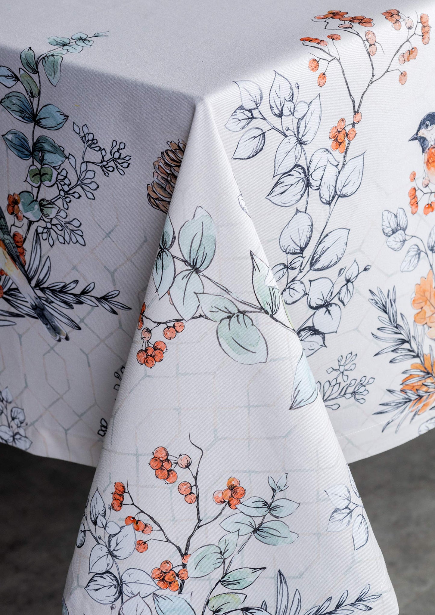 Maison d' Hermine Table Cloth Rectangle Table 100% Cotton 60 x 108 Inches Fall Tablecloth Reusable Everyday Use for Thanksgiving Christmas Decorations Dining Farmhouse Party (Whitish Shabby Chique)