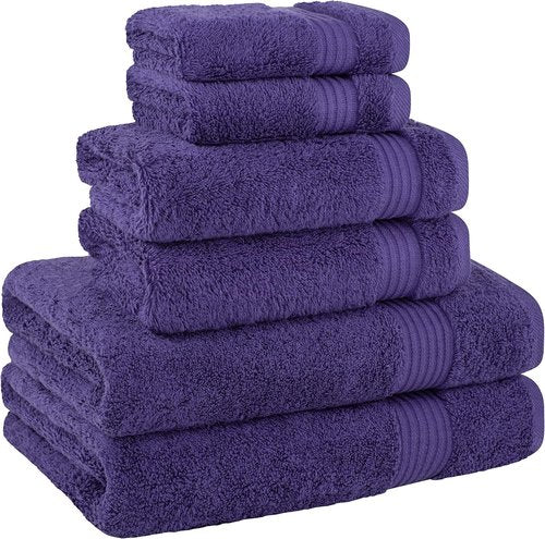 Cotton Paradise 6-Piece Towel Set - 100% Soft Absorbent Turkish Towels in Purple | Bath & Hand Towels