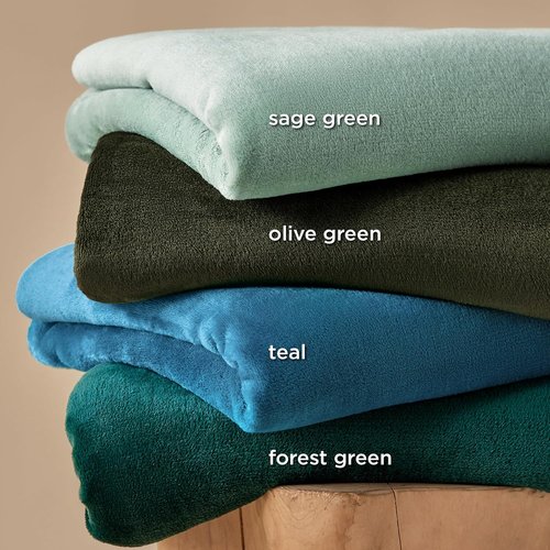 Bedsure GentleSoft Fleece Blanket - Twin Size Olive Green | 300GSM Lightweight Plush Cozy Blanket (60x80 inches)