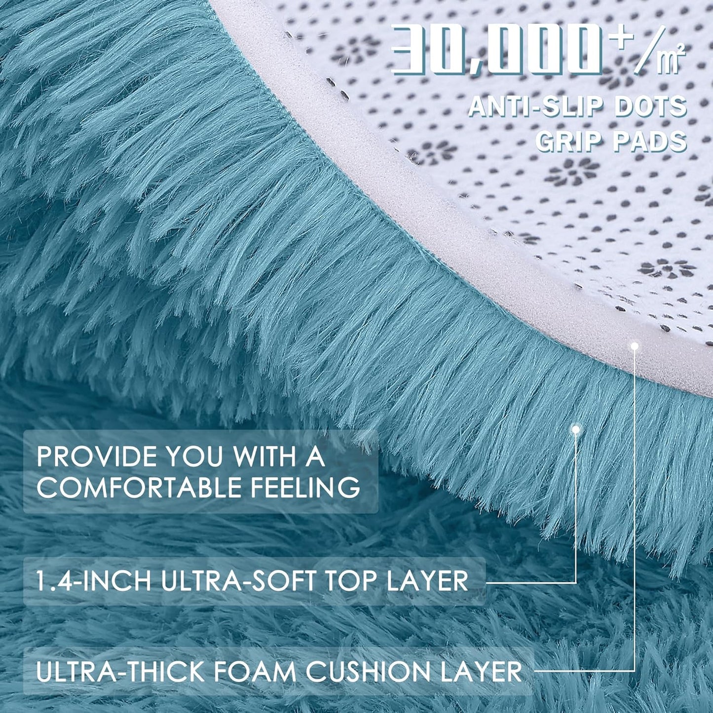 OLANLY Large Area Rug - Soft Fluffy Shaggy Carpet for Living Room & Bedroom | 5x7 Slate Blue