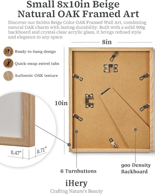 iHery 8X10in Champagne Problems Wall Art - Trendy Framed Canvas Décor in Natural Oak for Bedroom & Living Room