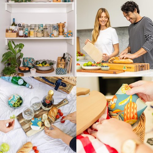 Honeybee Reusable Beeswax Wraps - Eco-Friendly Food Storage | 5 Pack | Handmade in Australia
