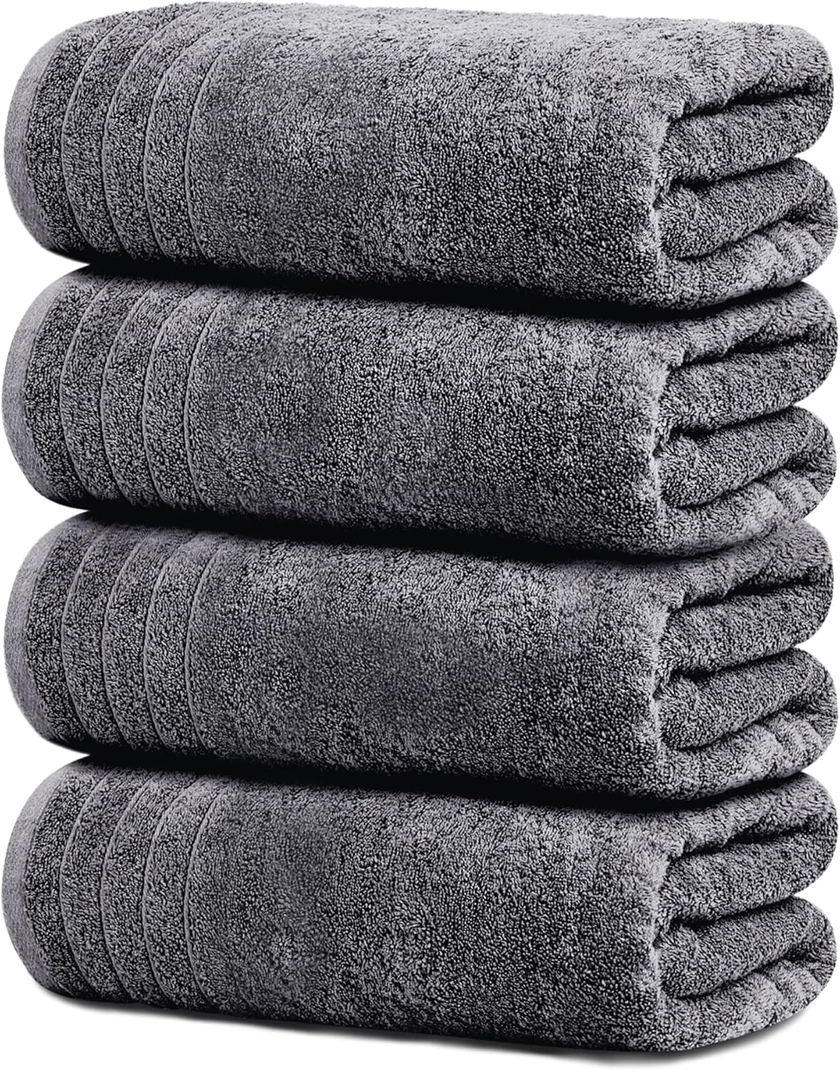 Tens Towels | Extra Large 100% Cotton Bath Towels - Soft, Absorbent & Quick-Drying | 30 x 60 Inches - Dark Grey (Pack of 4)