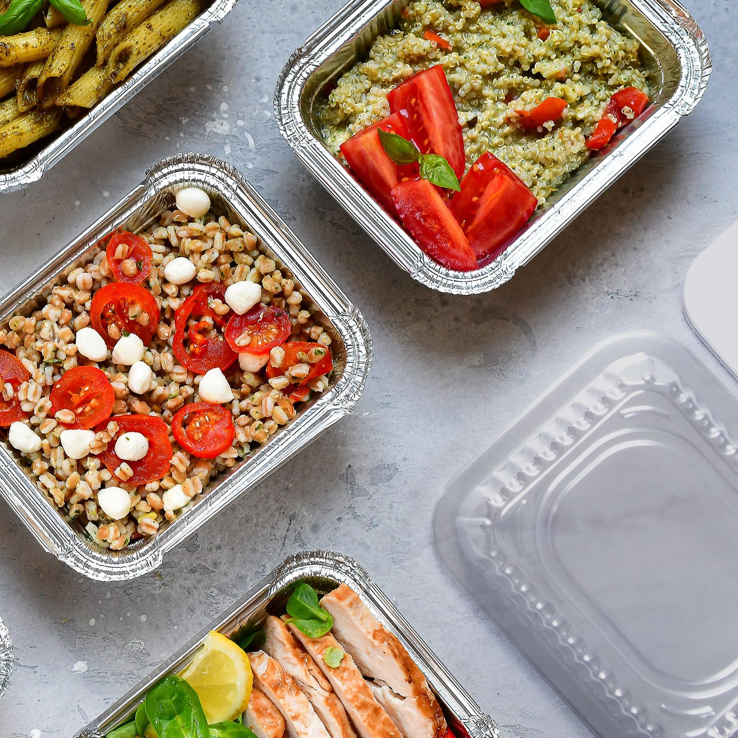 Aluminum Pans With Plastic Dome Lids - 50 Count - 1LB Oblong Pans (5"x4")- To Go Containers With Lids - Disposable Tin Foil Pans - Perfect For Catering, Meal Prep, Baking, Freezer Safe