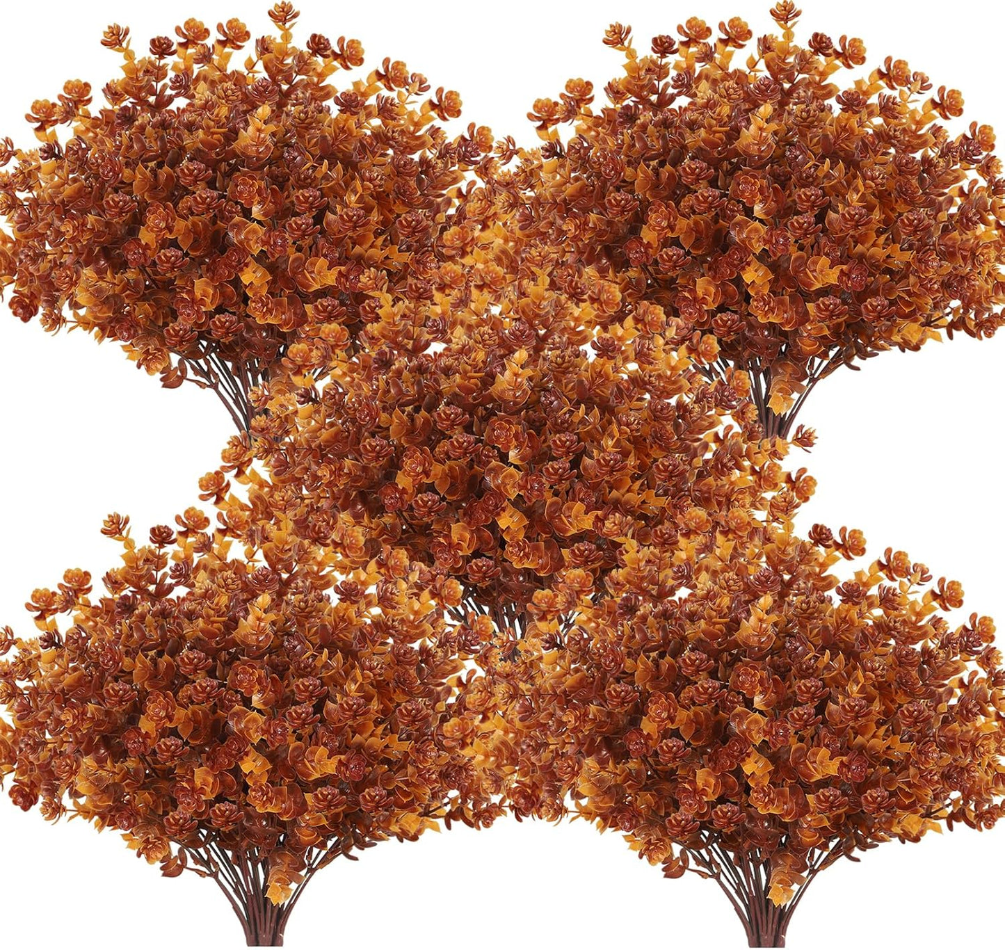 Momkids 36pcs Outdoor Artificial Fall Flowers Plants Fall Decorations UV Resistant Plastic Flowers Outside Fake Boxwood Plants for Home Kitchen Garden Autumn Thanksgiving Fall Decor(Brown)