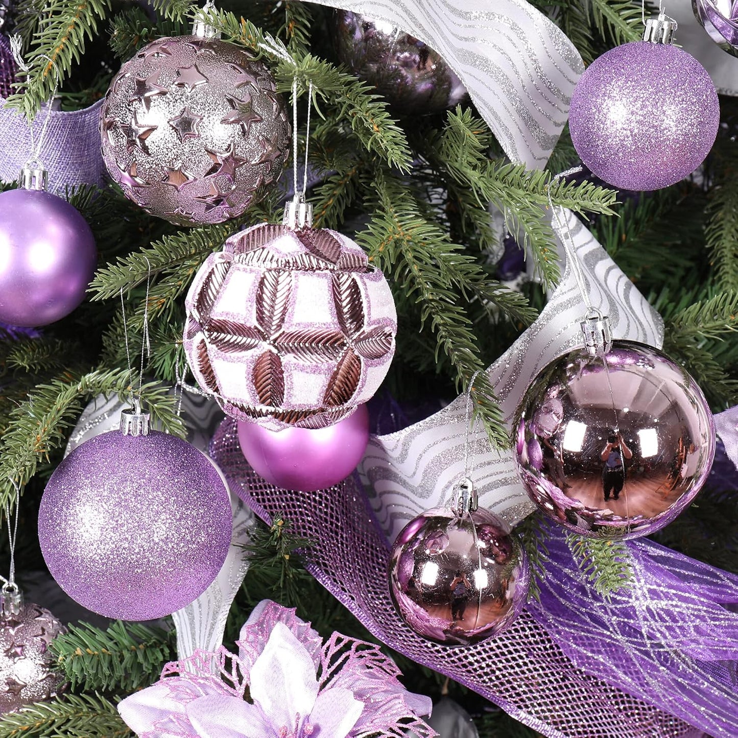 87ct Christmas Ball Ornaments Set Shatterproof Seasonal Hanging Decorations with Reusable Hand-held Gift Package for Xmas Tree Holiday Party and Home Decor, Gold