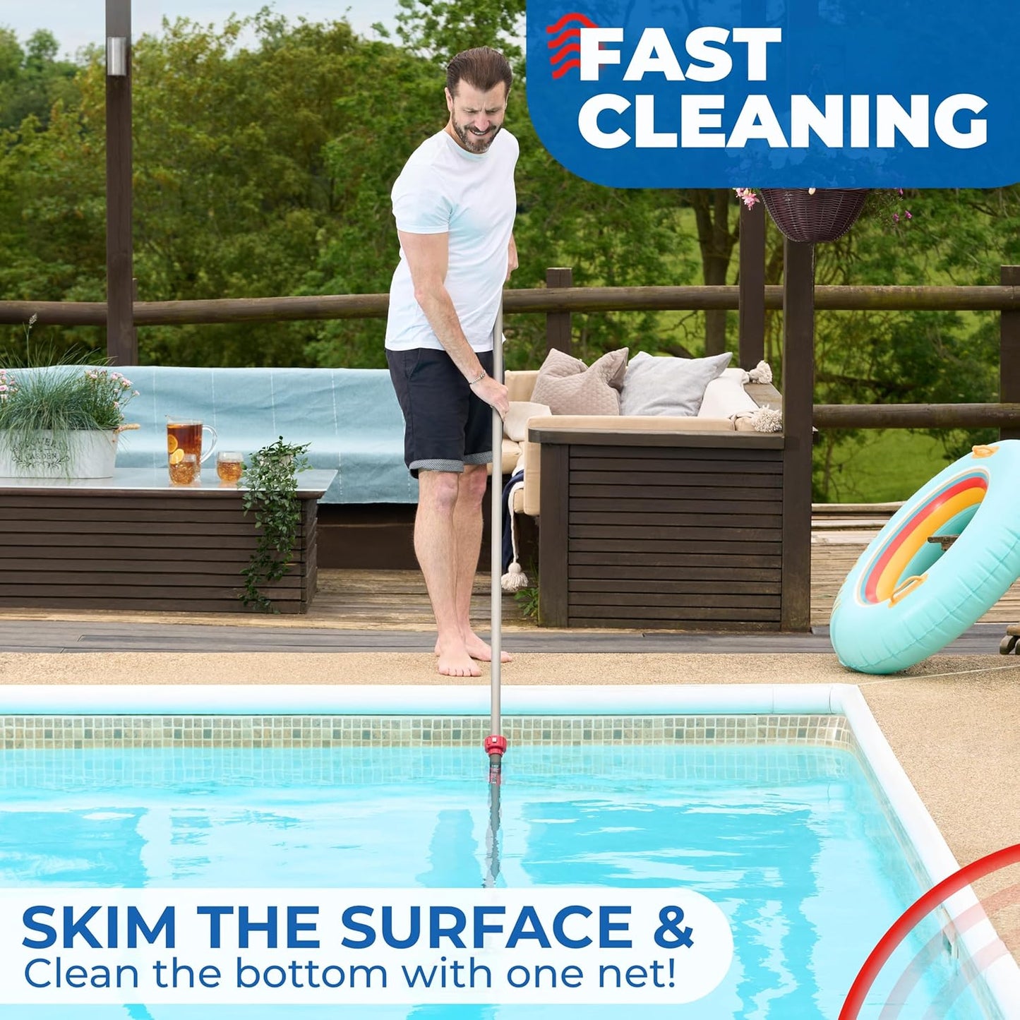 ProTuff Fine Pool Net 19.5" - Cleans 3X Faster Than Vacuums | Deep Bag for Easy Maintenance