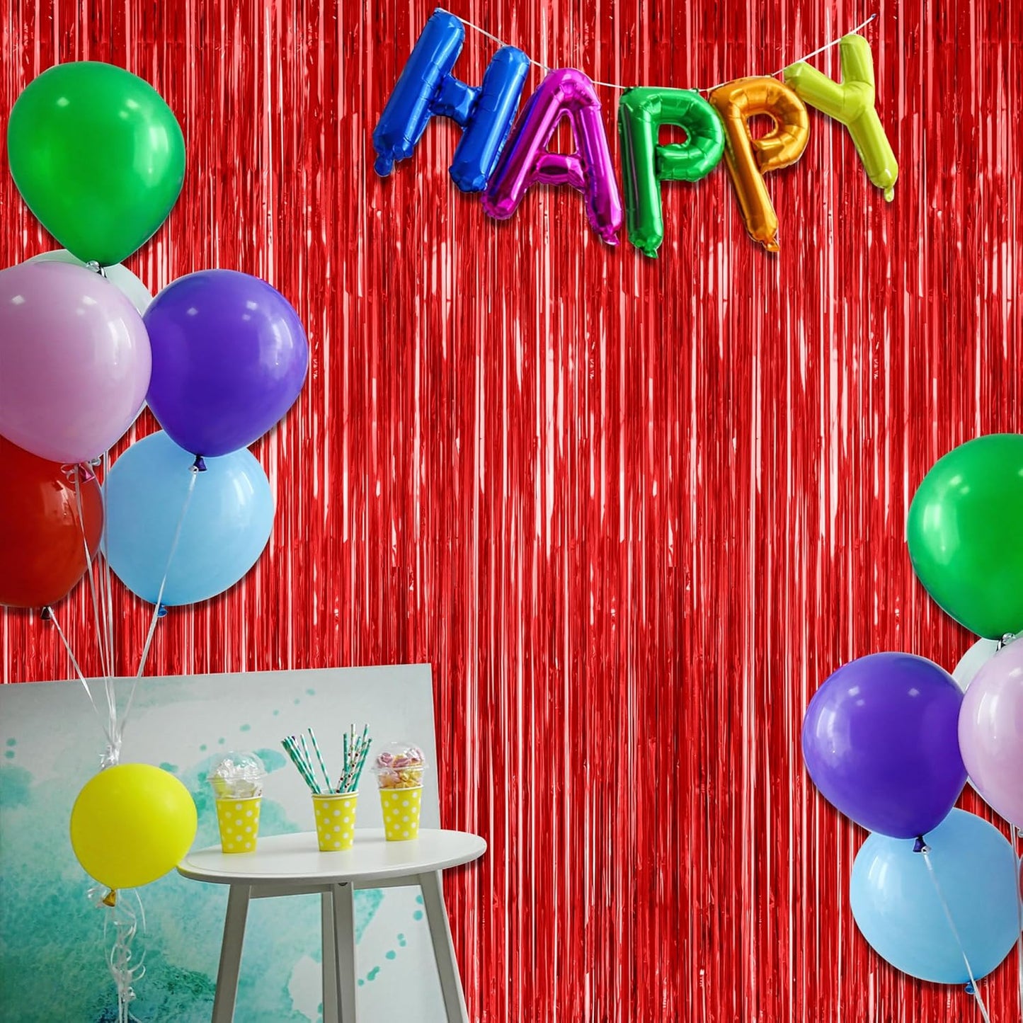 Regine Switzerland Red Curtains - 12 Pack Metallic Foil Streamers | 3.28 FT x 7.05 FT Party Backdrop Decor