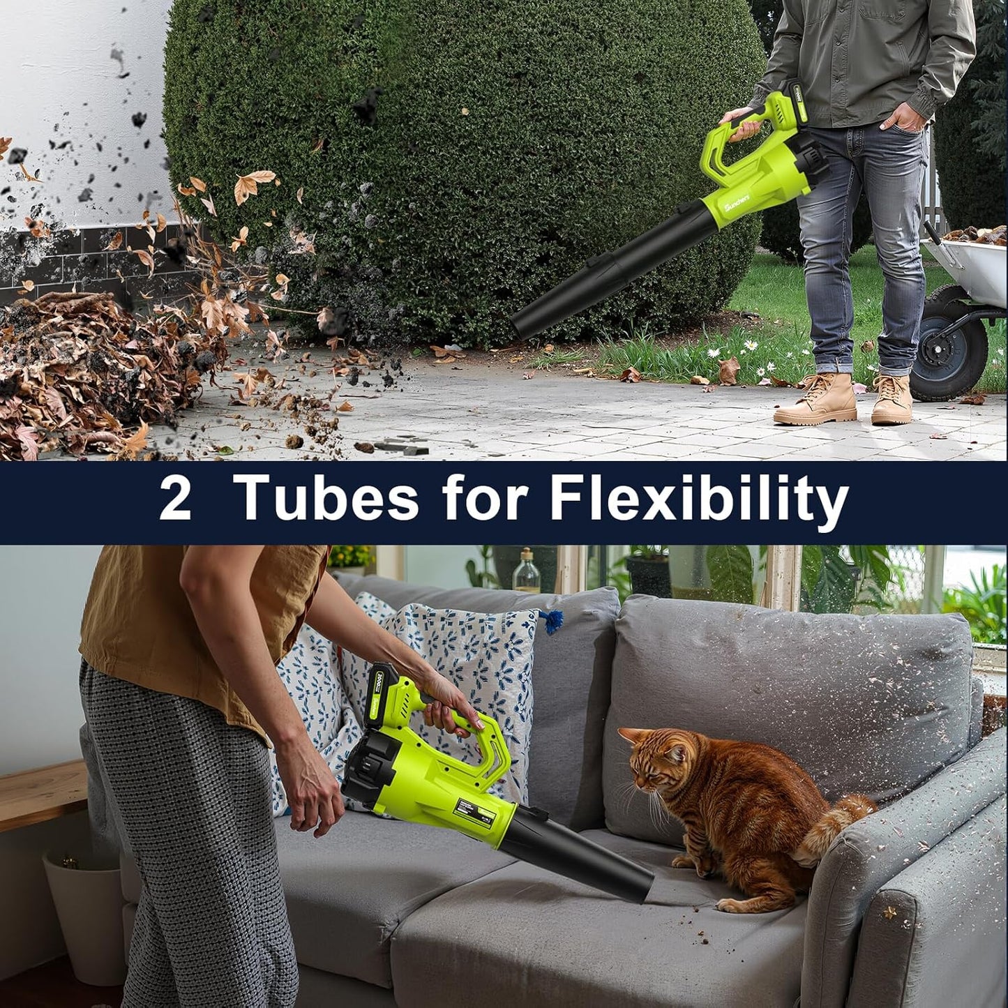 SUNCHERS Cordless Leaf Blower - Lightweight & Portable with 2 Batteries & Charger | Ideal for Lawn Care & Patio Cleaning
