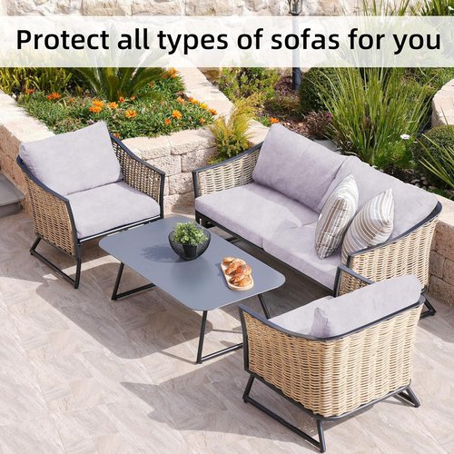 BIETYONE 8Pcs Stretch Velvet Patio Cushion Covers - Fluffy, Washable Slipcovers for Fall | Smoke Gray