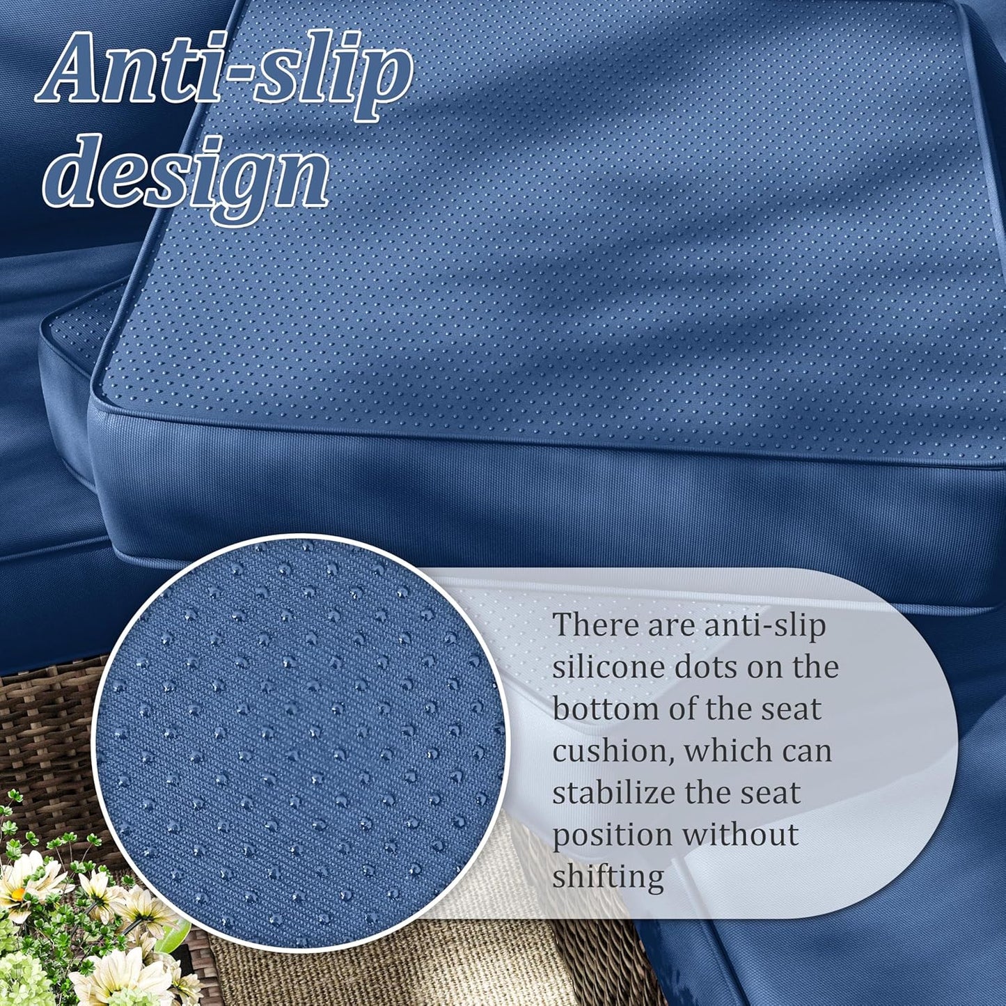 Skiennix Outdoor Chair Cushion Covers - Waterproof & Anti-Fading | 9-Piece Set, Blue