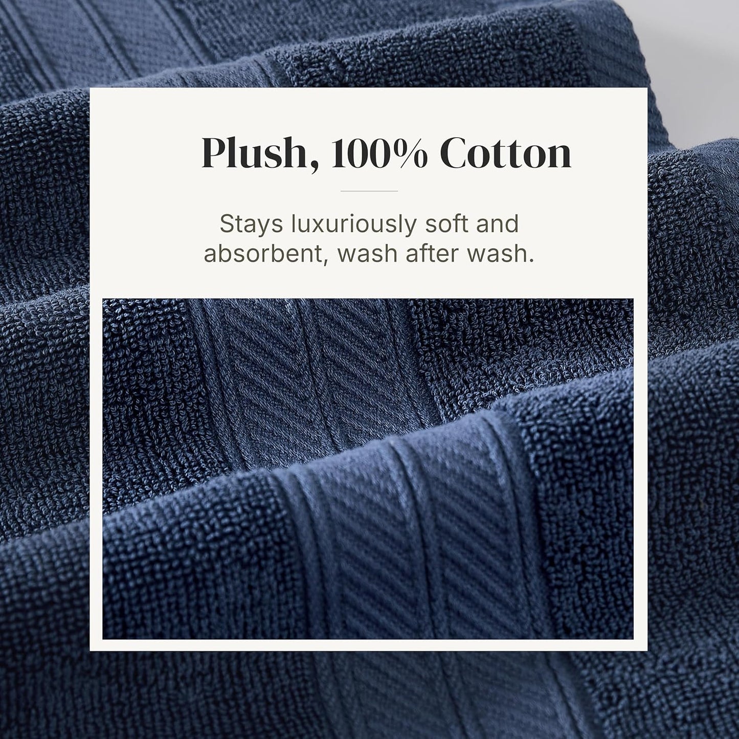 Modern Threads 100% Cotton Towel Set | 6-Piece Reversible Yarn Dyed Jacquard - Soft, Absorbent & Quick Dry - Navy