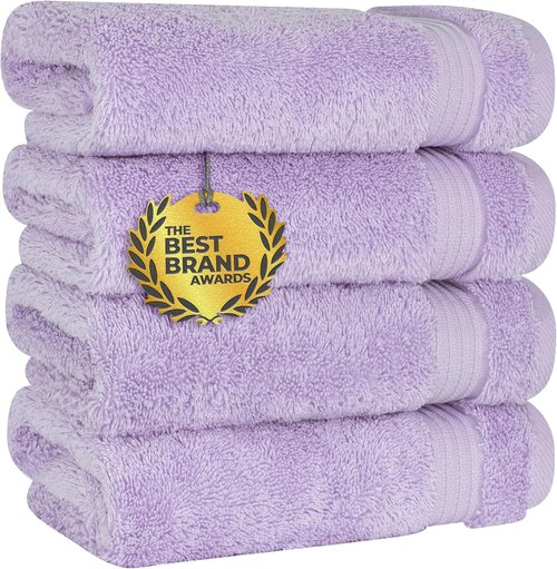 Cotton Paradise Hand Towels - 100% Turkish Cotton, Soft & Absorbent | 4-Piece Lilac Set