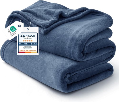 Bedsure GentleSoft Fleece Bed Blanket - Soft, Lightweight, Plush Cozy Luxury in Mineral Blue | 84x90 Inches