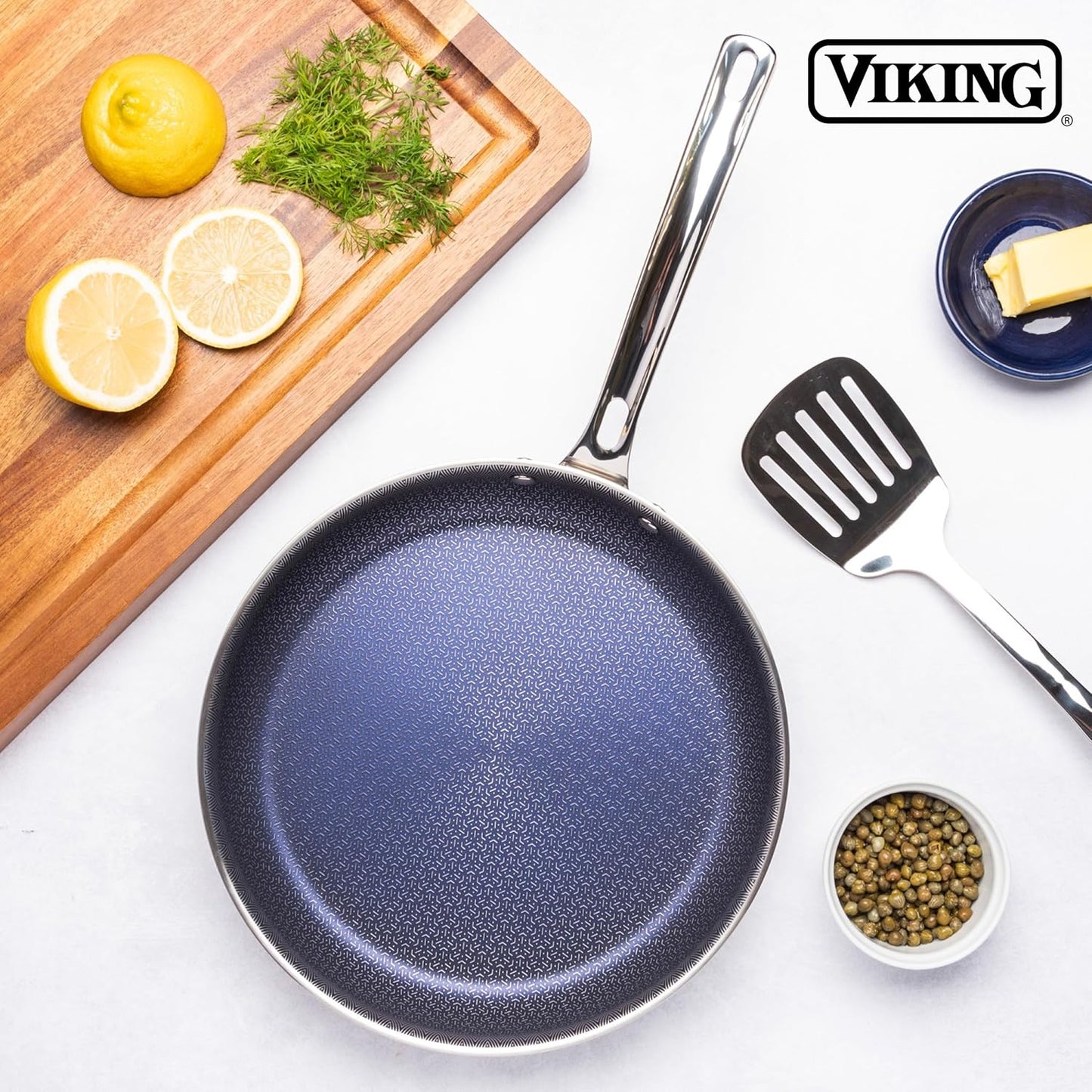 Viking Hybrid Plus 10-Inch Ceramic Nonstick Frying Pan - PFAS-Free, Metal Utensil Safe, Oven Safe to 500°F