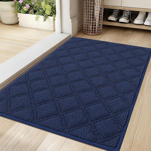 BEQHAUSE Dirt Trapper Door Mat - Non-Slip, Washable, Absorbent Entrance Mat | 20" x 32", Blue