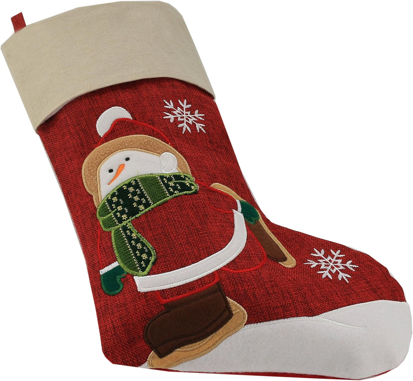 Classic Christmas Stockings Set of 2 - Santa & Snowman 17-Inch Holiday Decor