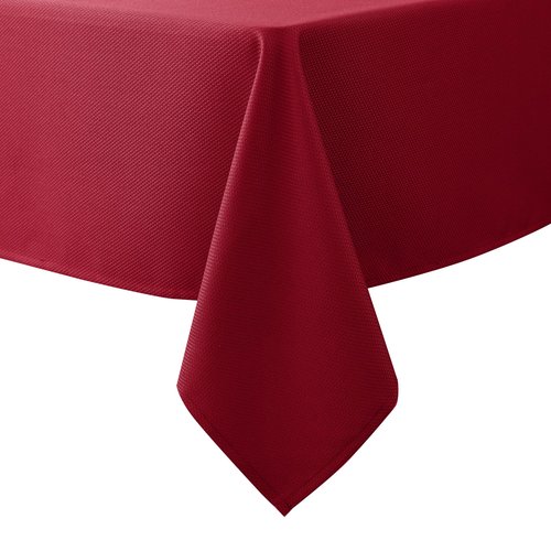 Biscaynebay Textured Fabric Christmas Tablecloths 60x108 Inches Rectangular, Red Water Resistant Spill Proof Tablecloths for Dining, Kitchen, Wedding and Parties, Machine Washable