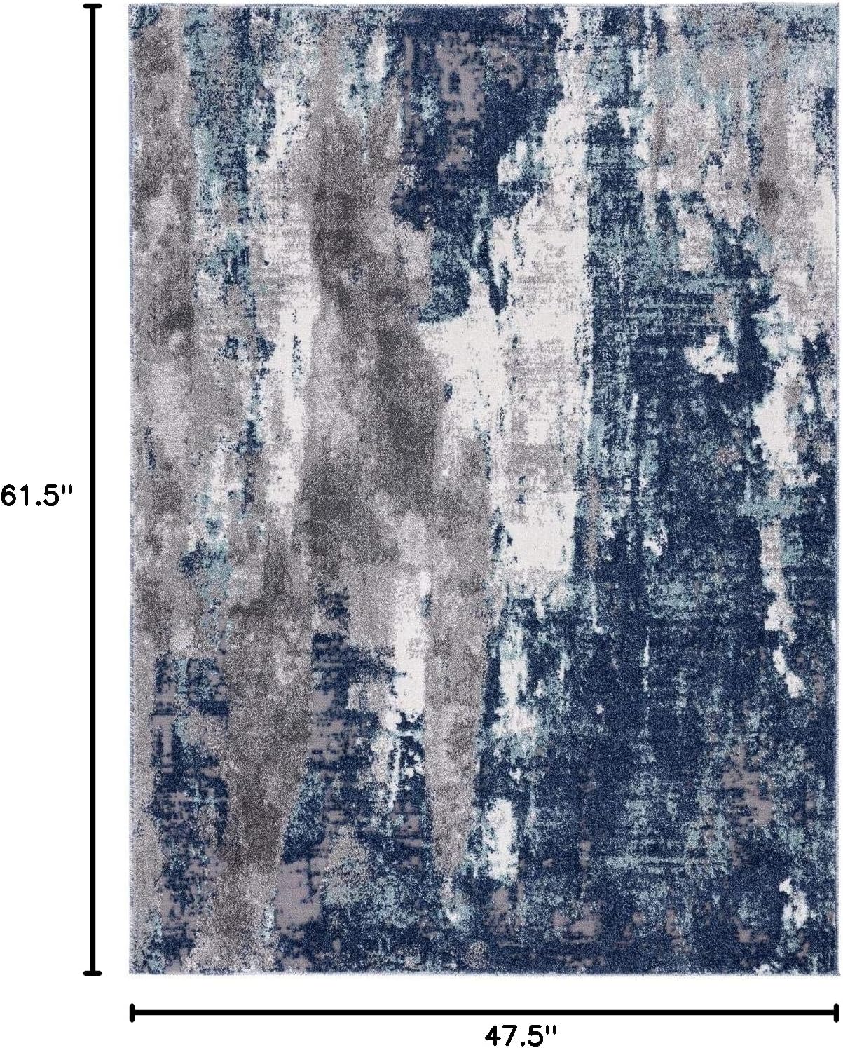 LUXE WEAVERS Euston Collection D.Blue-L.Blue 4x5 Modern Abstract Area Rug