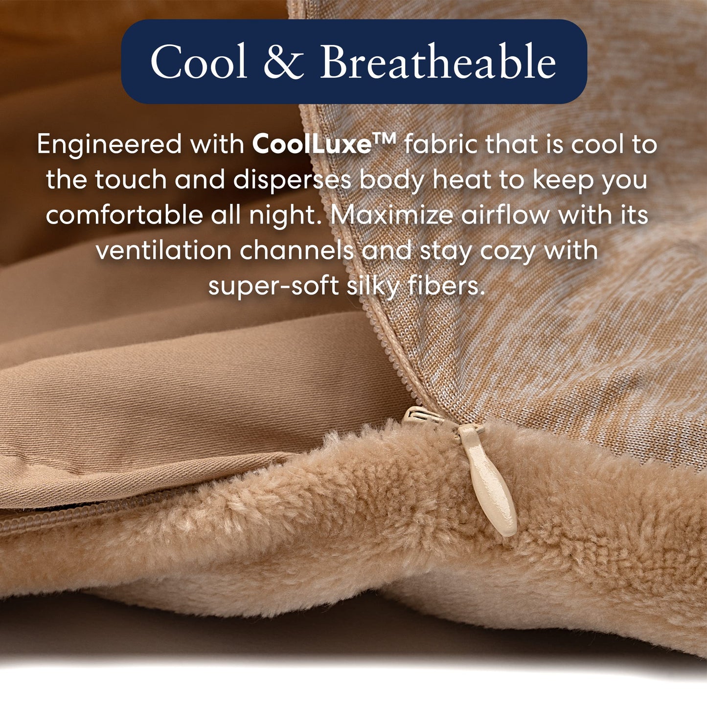 Luna CoolLuxe True Cooling Weighted Blankets + Duvet Cover - Premium Quality Bed Blanket, Breathable Weighted Cooling Blanket - Cooling Blanket for Hot Sleepers [12lbs - Full - 48" x 72"] [Tan]