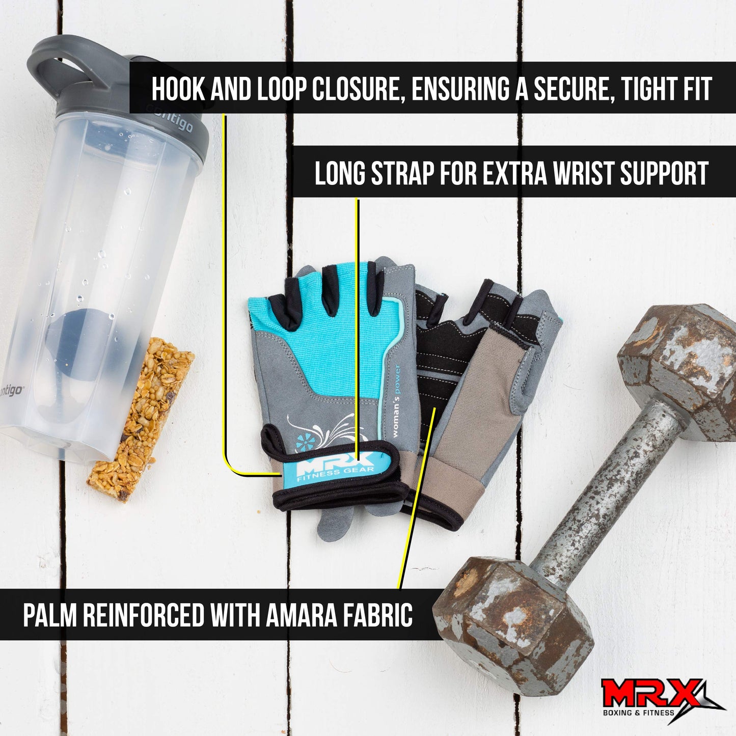 MRX BOXING & FITNESS Weight Lifting/Exercise Grip Gloves for Women, Great for Workouts, Weight Training and More, Sky Blue X-Large