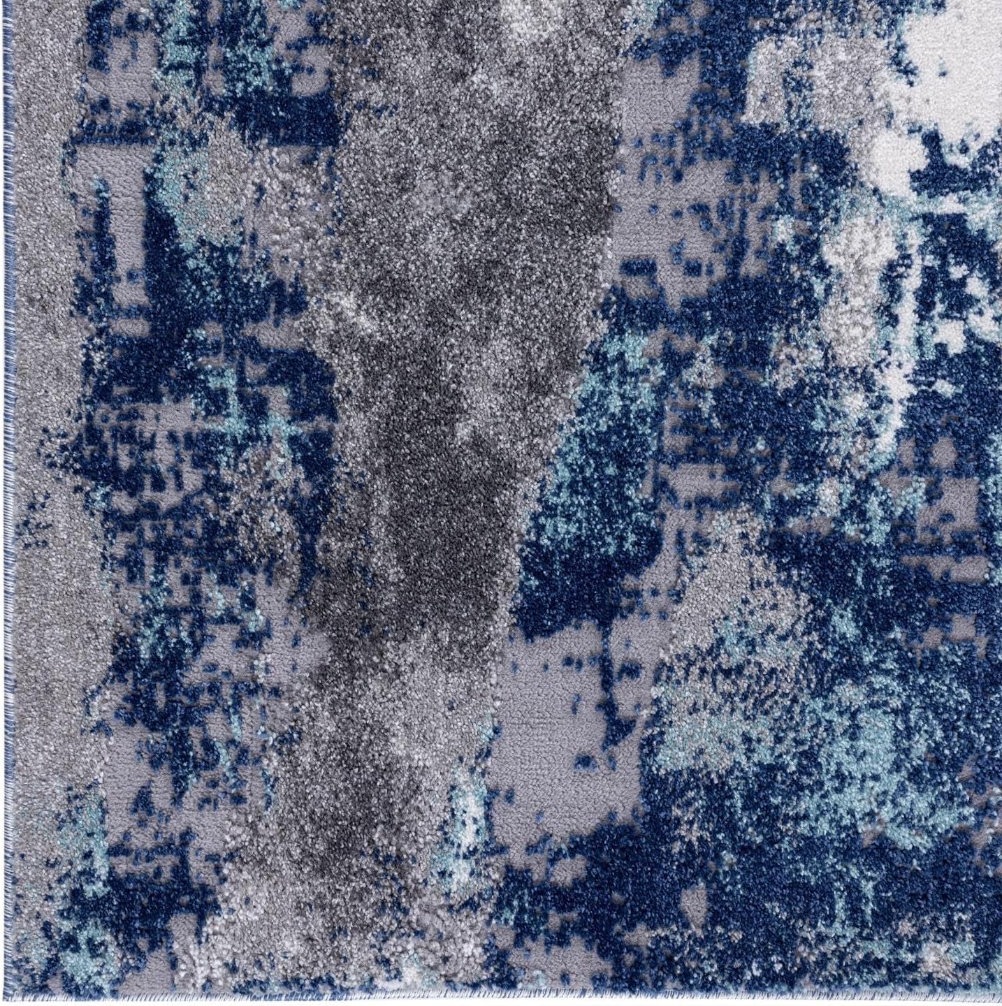 LUXE WEAVERS Euston Collection D.Blue-L.Blue 4x5 Modern Abstract Area Rug