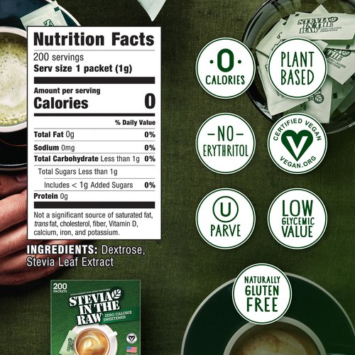 In the Raw Sugar and Stevia Sweetener Bundle – 200 Turbinado Packets + 200 Stevia Packets (2 Piece Set)