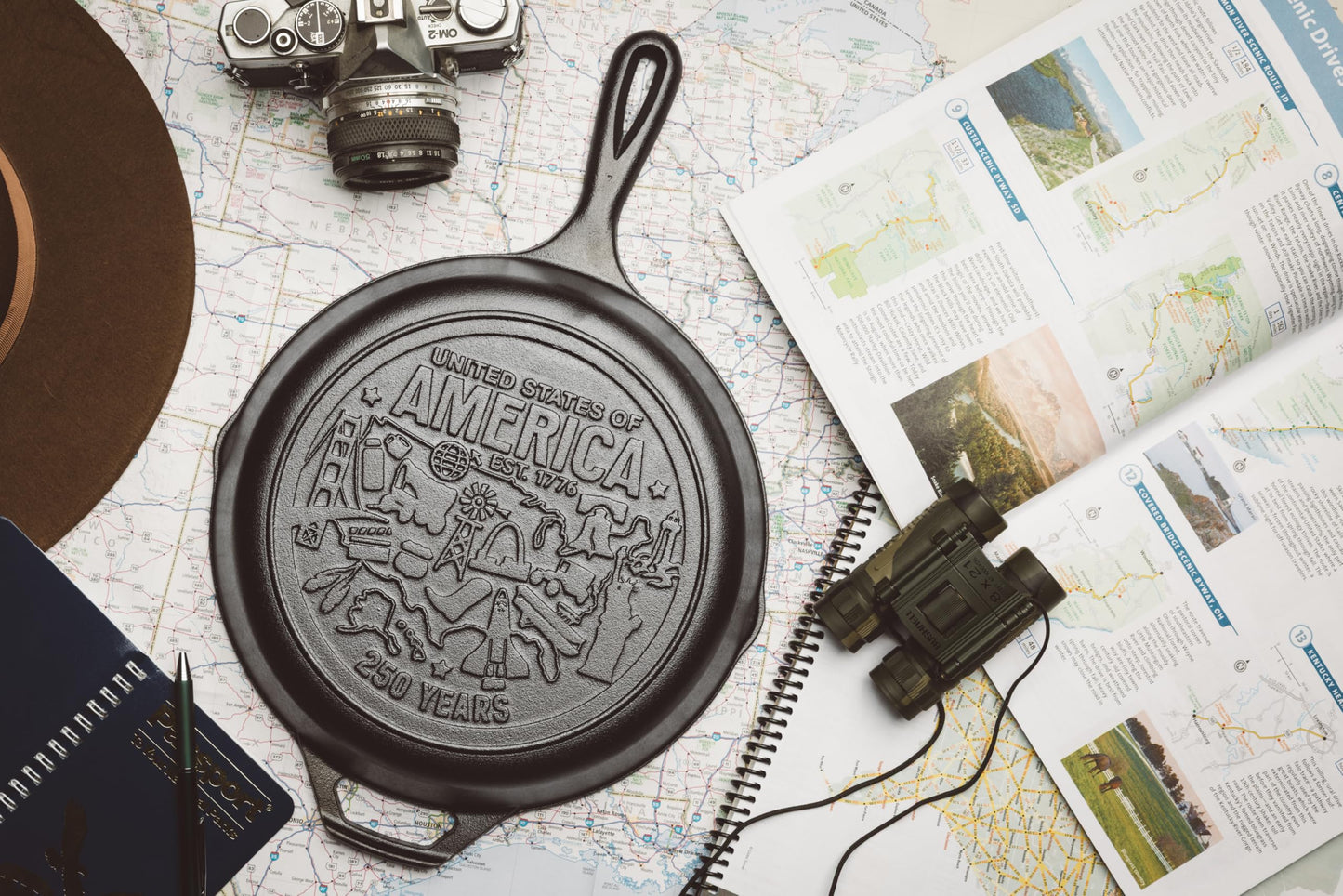 Lodge 10.25 Inch Cast Iron Skillet – Pre-Seasoned Frying Pan with Teardrop Handle – Oven, Stovetop, Grill & Campfire Use – Made in USA – Non-Toxic, Even-Heating Cookware – 250th Anniversary Logo