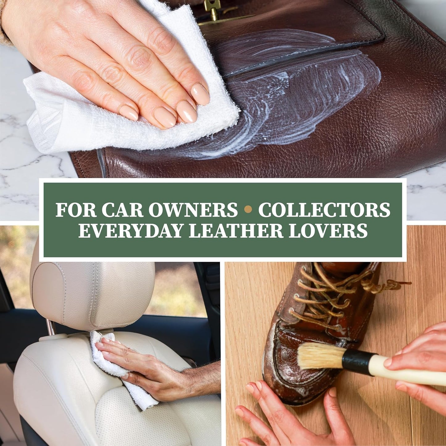 Lexol Advanced Naturals Leather Care Kit - All-In-One Cleaner & Conditioner with Brush & Cloths | 5 Piece Set for Cars, Furniture & More