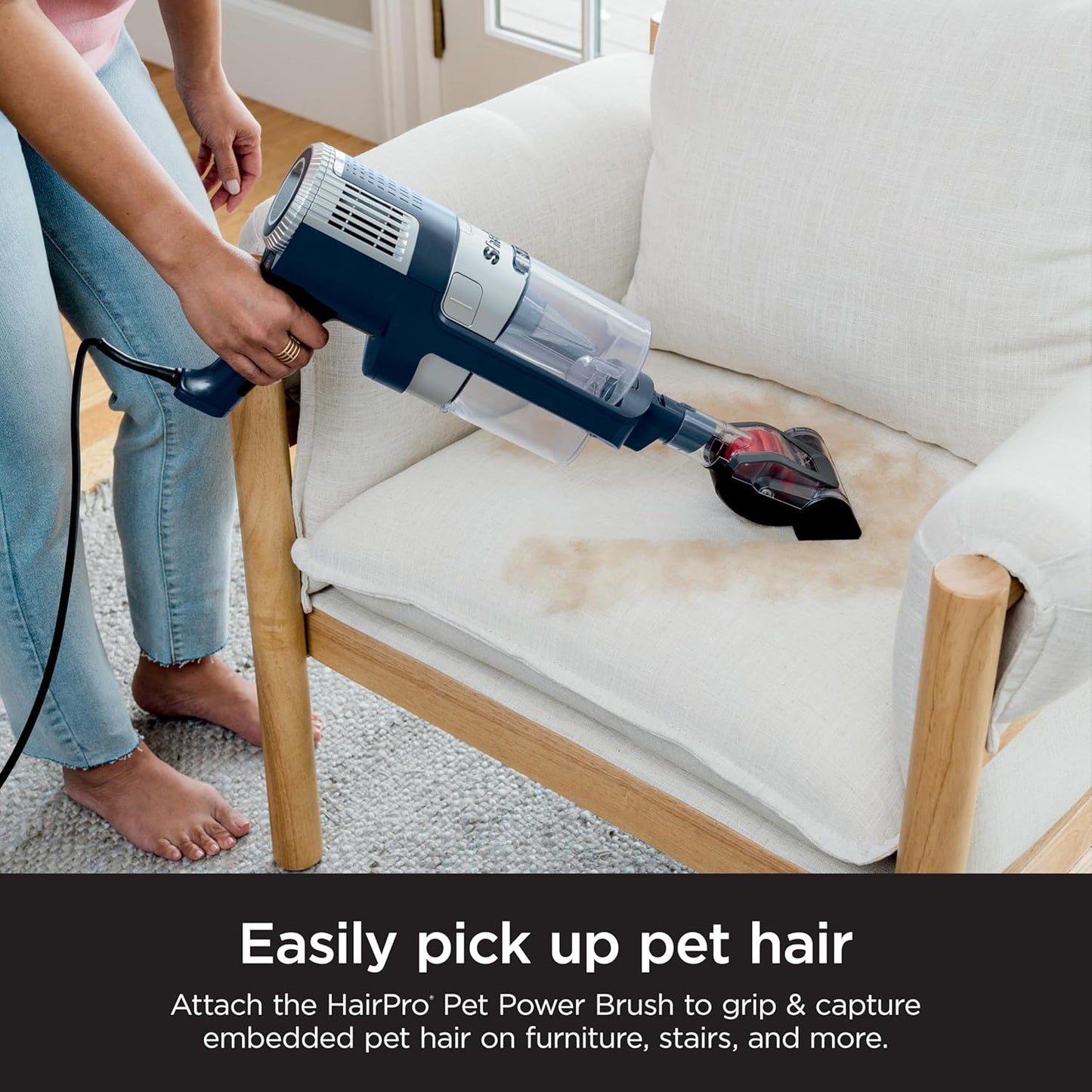 Shark HZ3002 Stratos Ultralight Corded Stick Vacuum - DuoClean PowerFins & Self-Cleaning Brushroll, Navy