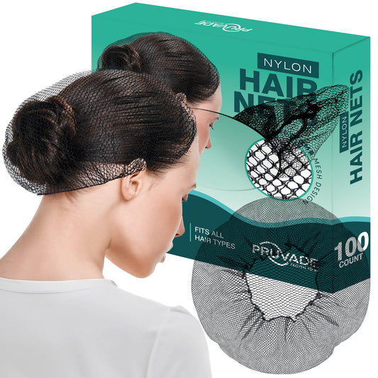 Pruvade - Nylon Hair Nets for Women & Men | 100 Pack | 24" Honeycomb Mesh Hair Net for Food Service, Medical & Industrial Use - Breathable & Sturdy for Bun Hair, Most Long & Short Hair - Latex Free