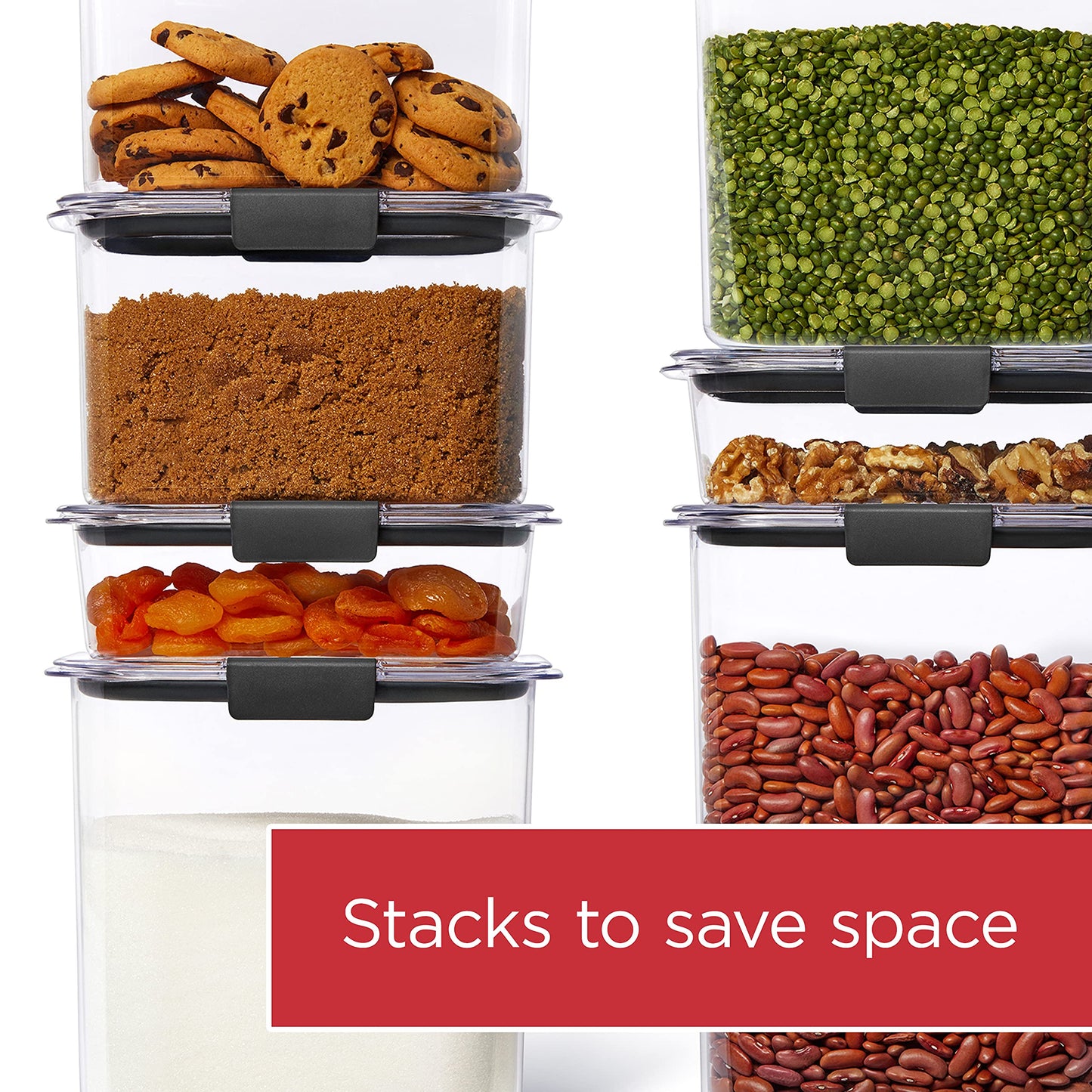Rubbermaid Brilliance Pantry Food Storage Containers, Set of 4 (8 Pieces), BPA-Free, Clear, Airtight