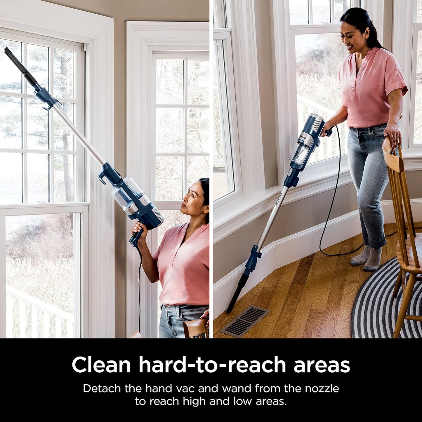 Shark HZ3002 Stratos Ultralight Corded Stick Vacuum - DuoClean PowerFins & Self-Cleaning Brushroll, Navy
