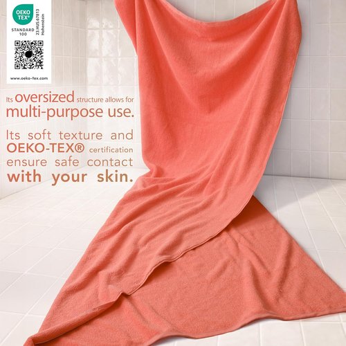 Cotton Paradise 100% Cotton Oversized Bath Sheet - Extra Large 40x80 Coral Turkish Towel