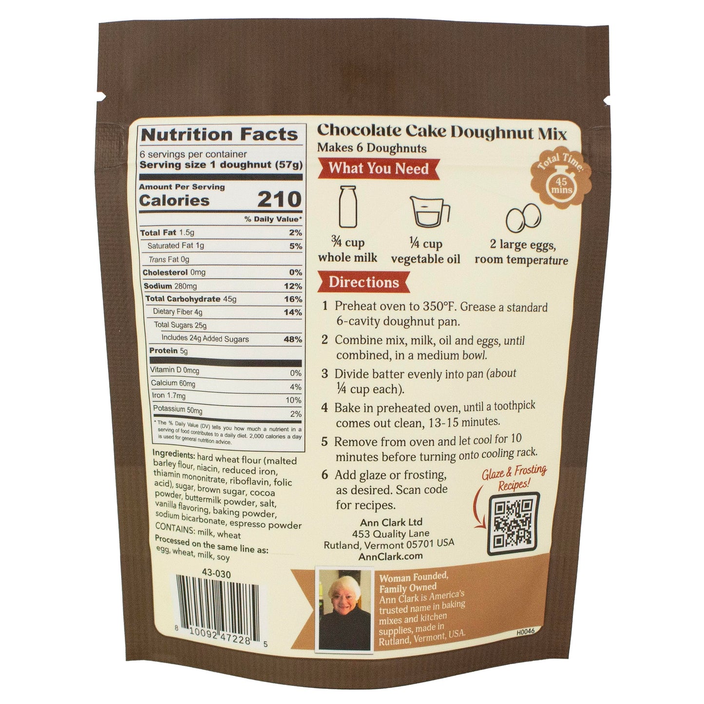 Ann Clark Chocolate Doughnut Mix - Bakery Quality