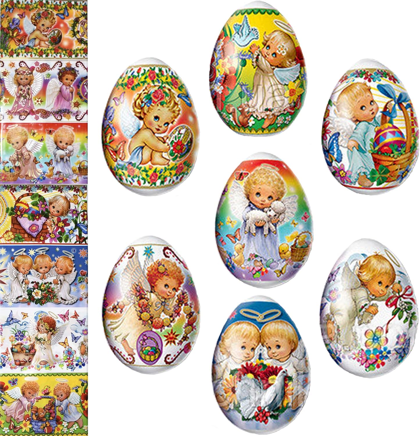 Skiennix Thermo Heat Shrink Sleeve - Decorative Easter Egg Wraps | Pysanka Pysanky (Angels)