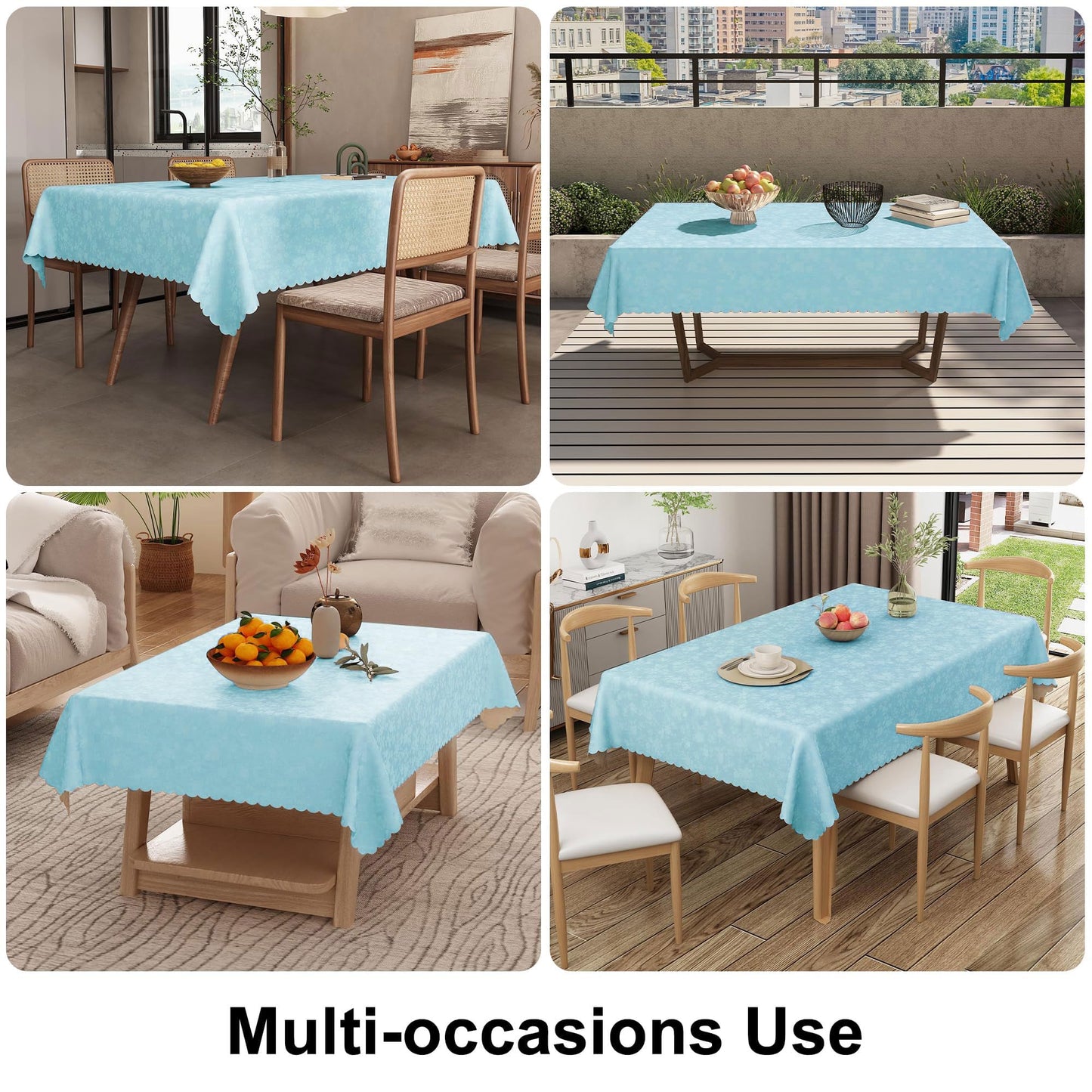 Smiry Rectangle Table Cloth, Waterproof Heavy Duty Vinyl Tablecloths, Wipeable Washable Table Cover for Kitchen and Dining Room (Light Blue, 60" X 102")