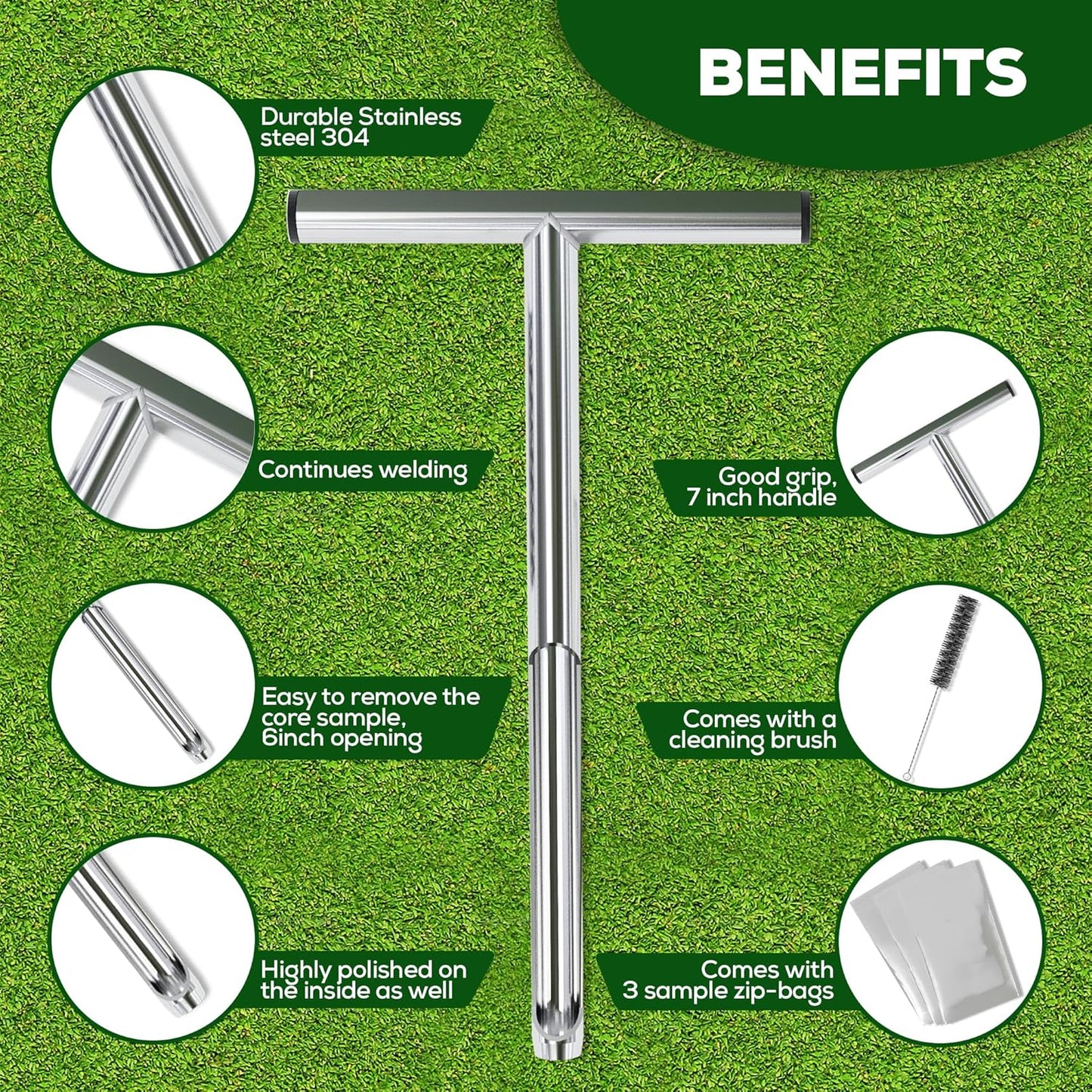 SturdyShape Soil Probe Sampler Kit - 12 Inch Durable Design for Accurate Soil Testing
