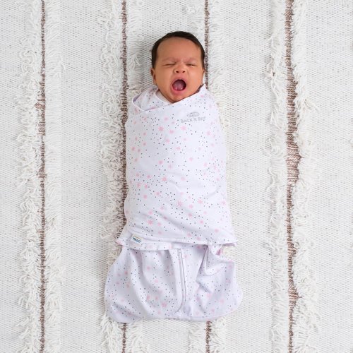 HALO 100% Cotton Sleepsack Swaddle - 3-Way Adjustable Wearable Blanket, TOG 1.5, Midnight Moons Pink, Newborn 0-3 Months
