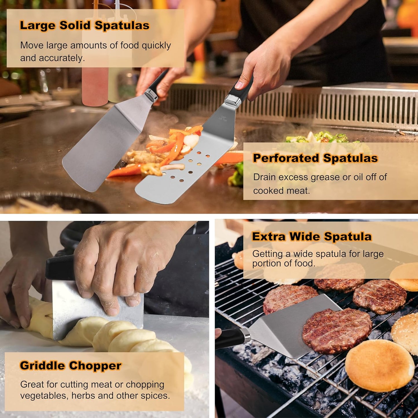 238PCS Premium Griddle Accessories Kit - Essential Tools for Flat Top Grill | Includes Enlarged Spatulas, Burger Press & Basting Cover