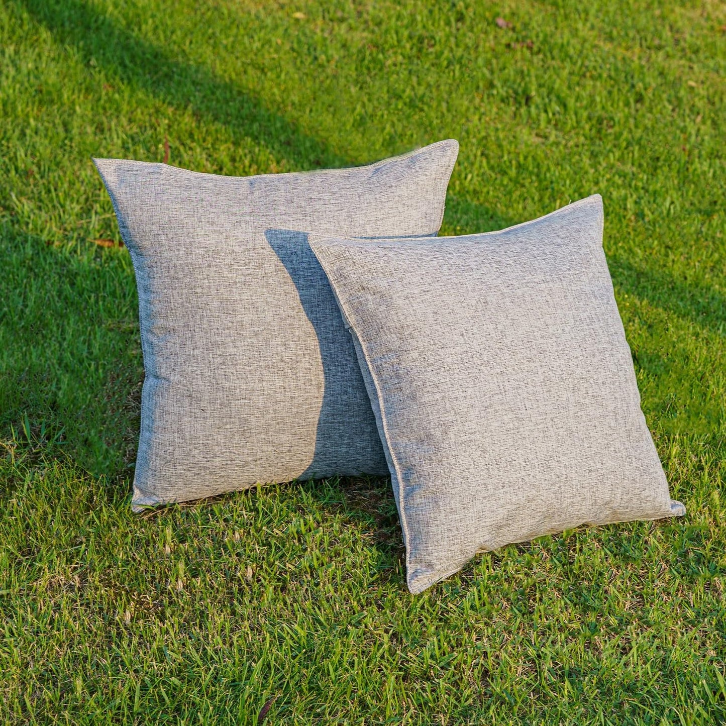NiNi Outdoor Waterproof Throw Pillow Covers - Set of 2 Decorative Grey Cushion Cases | 12x12 Inch for Patio & Garden