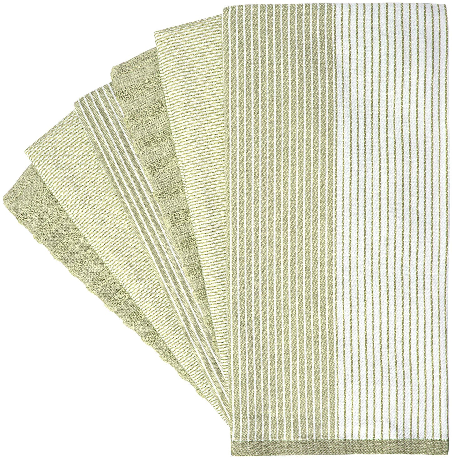 Premium Kitchen Towels (20”x 28”, 6 Pack) | Large Cotton Dish Towels | Flat & Terry Highly Absorbent Kitchen Linen Set with Hanging Loop | Sage