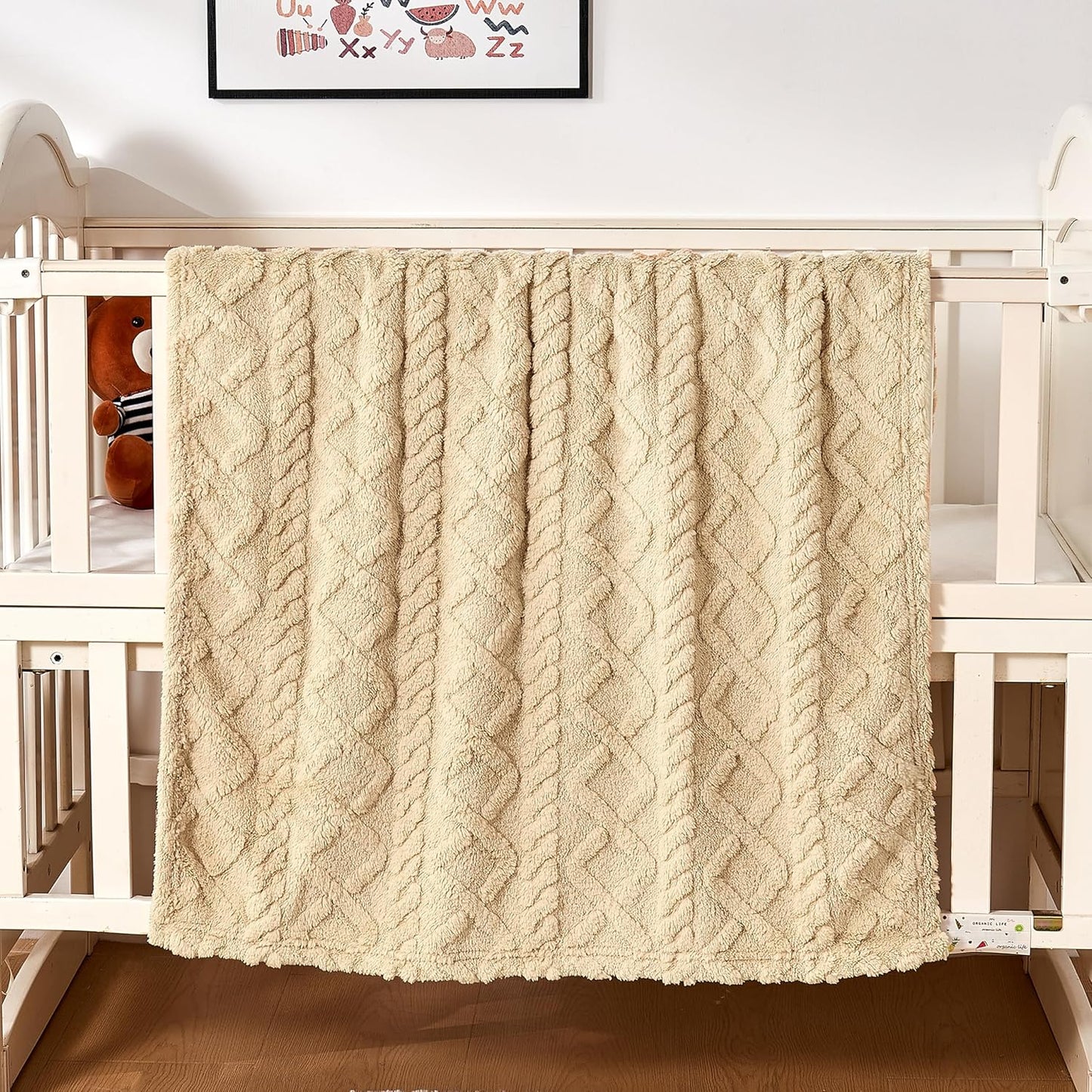 Sherpa Fleece Baby Blanket - Ultra Soft & Fluffy Premium Infant Receiving Blanket | 30”×40” (Khaki)