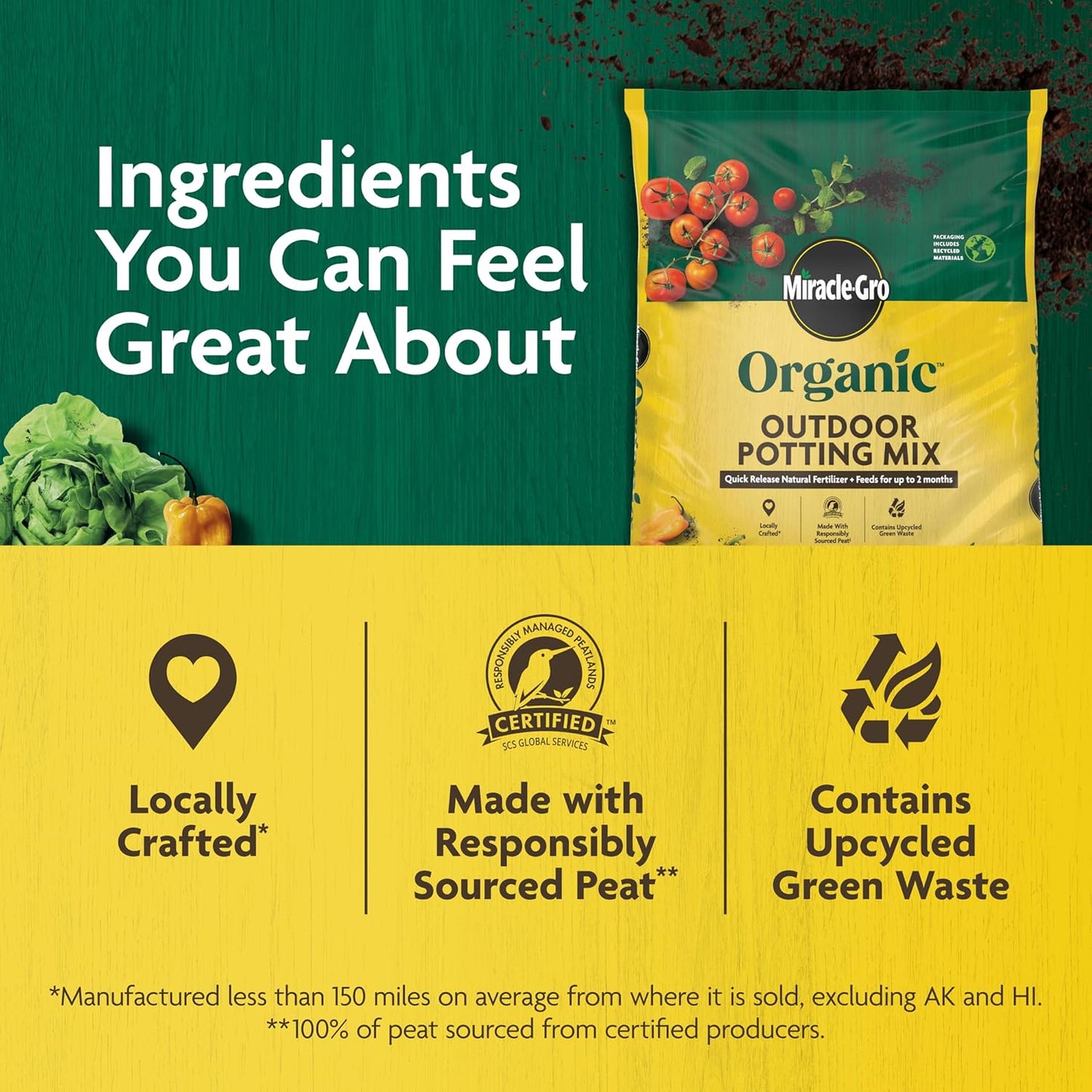 Miracle-Gro Organic Outdoor Potting Mix - Premium Soil for Container Plants | Quick-Release Fertilizer, 16 qt.