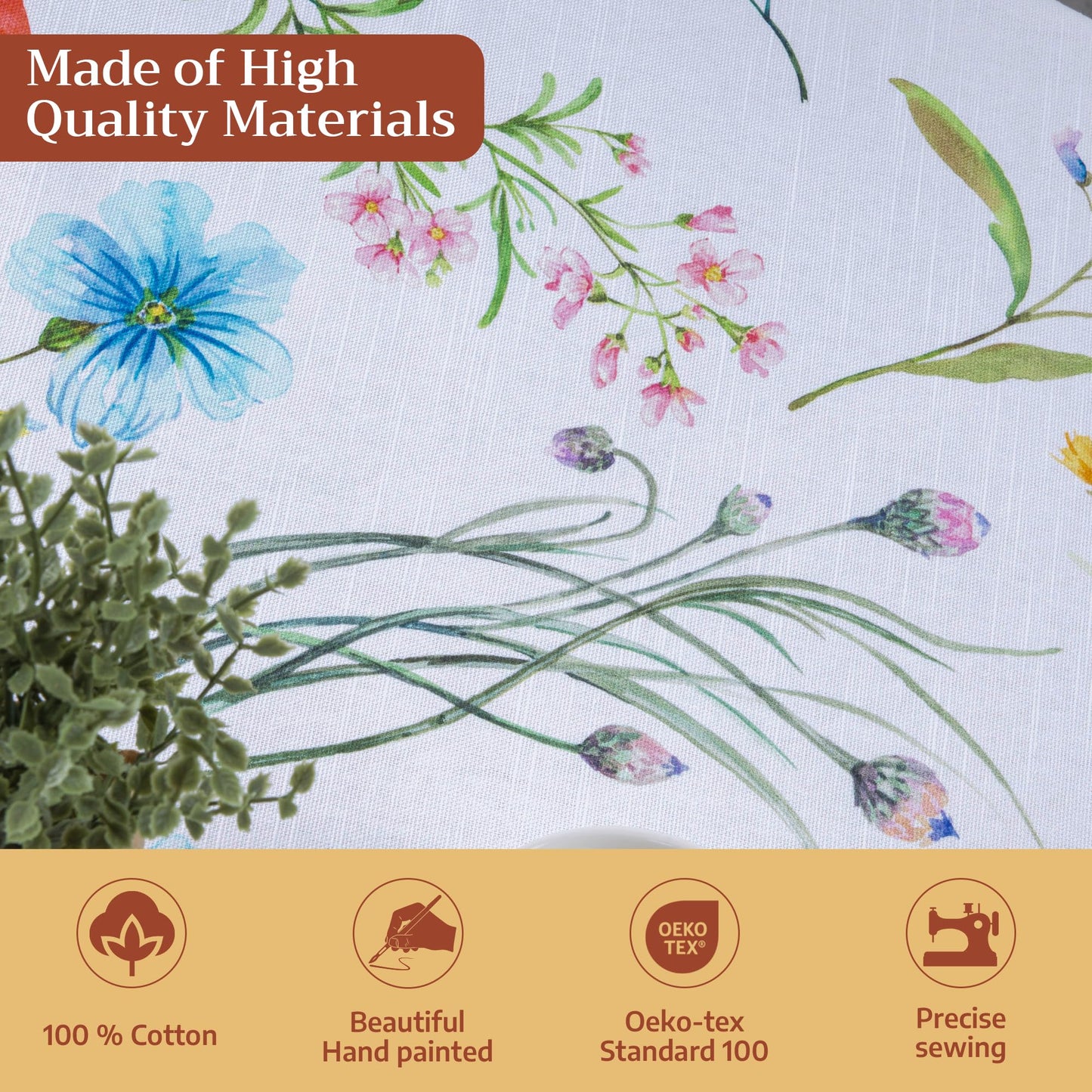 Maison d' Hermine Table Cloth Round Table 100% Cotton 63 Round Inches Tablecloth Reusable Decorative for Dining Kitchen Room Farmhouse Home Gifts for Mothers Day Spring Summer - Just Floral