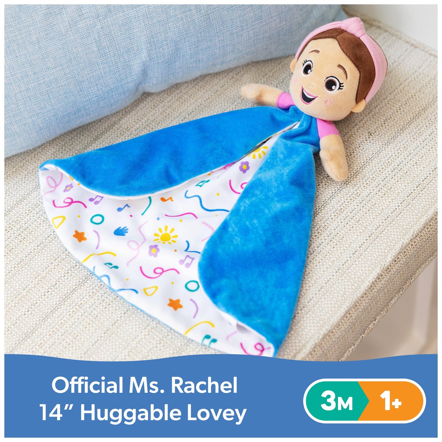 Ms. Rachel Official Huggable Lovey, Double Sided, Machine Washable Security Blankets for Babies Ages 3 Months-1+
