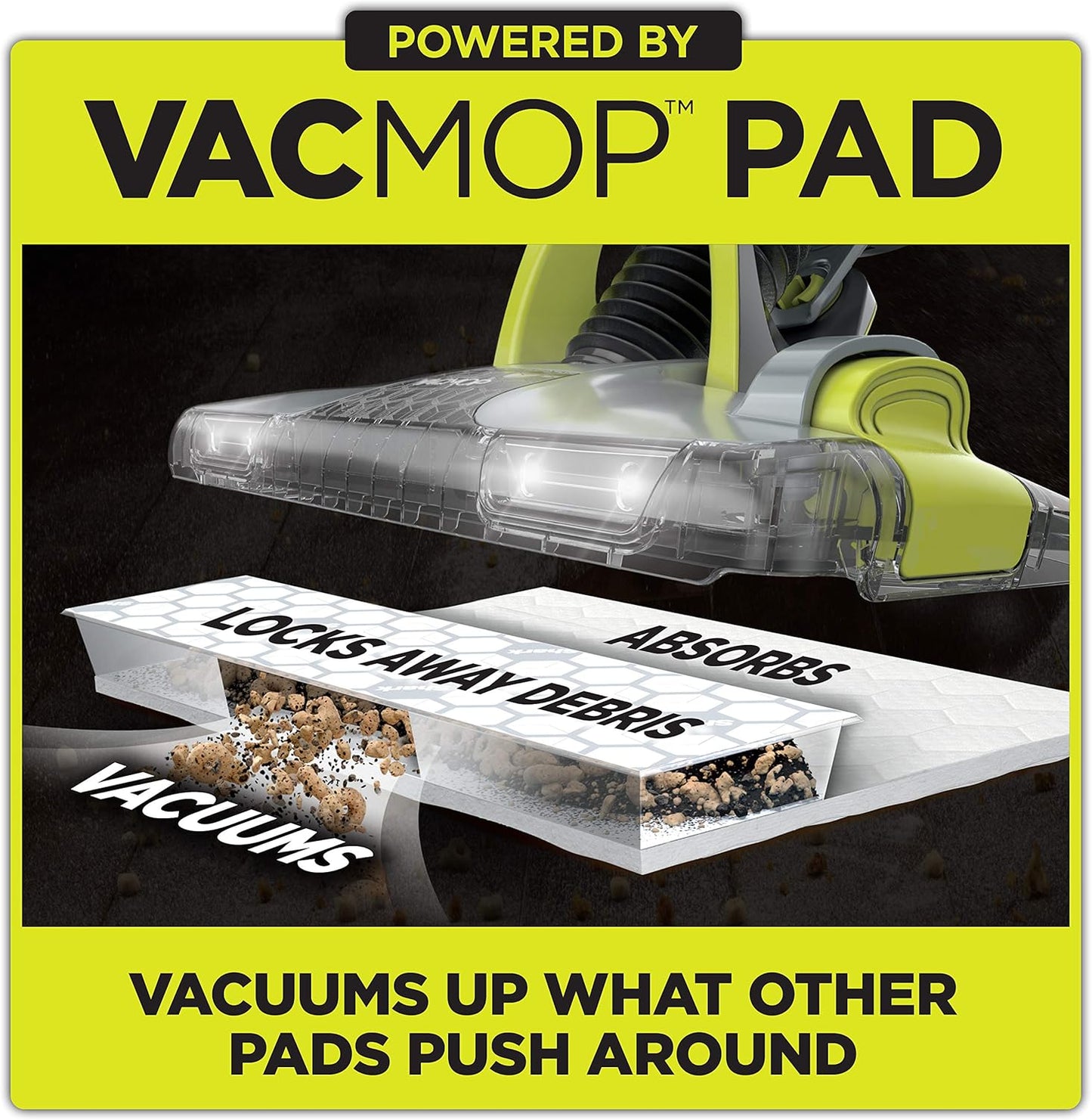 Shark VM252P10 VACMOP Pro Cordless Hard Floor Vacuum Mop - LED Headlights, 12 Pads & 12 oz Solution | Charcoal Gray