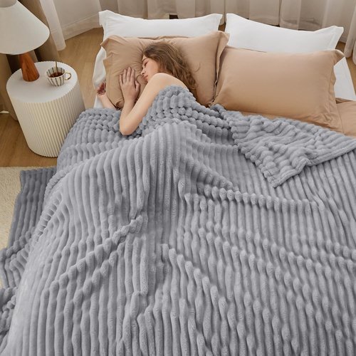 Bedsure GentleSoft Blanket - Cozy California King Size Throw in Light Grey, 102x96 Inches